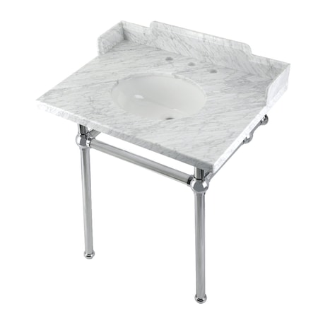 Kingston Brass 30 Carrara Marble Console Sink with Brass Legs, Marble WhitePolished Chrome LMS30MB1